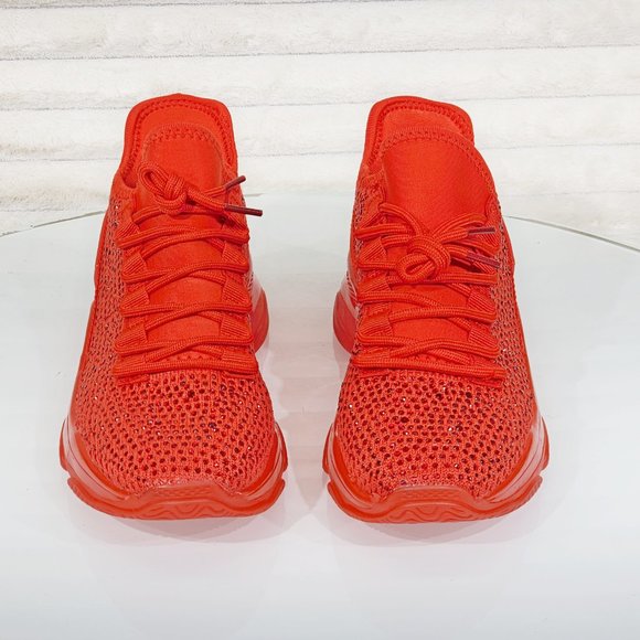 Comfy Cush Red Jelly Sole Slip On Pull Tie Running Tennis Shoes Sneakers - Picture 8 of 13